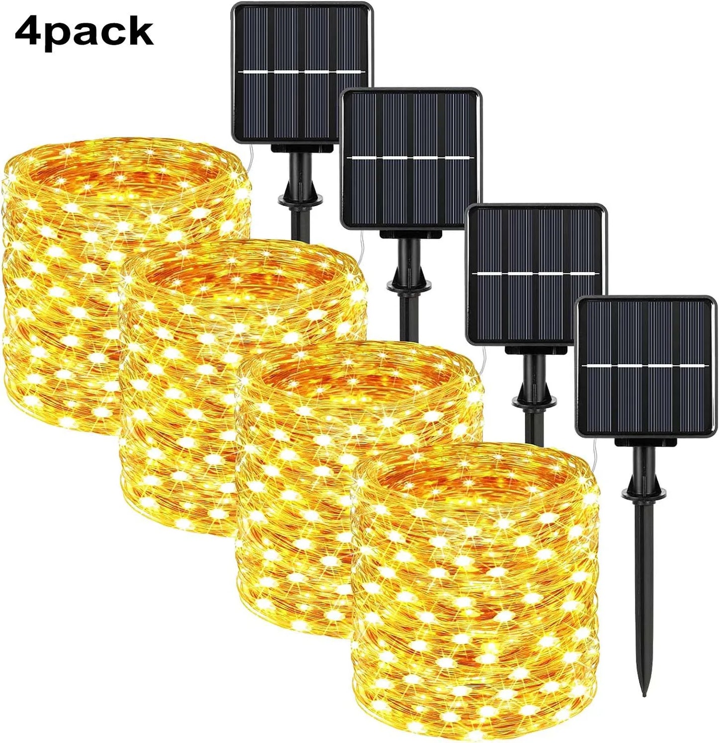Pack of 4 Solar Fairy Lights Outdoor