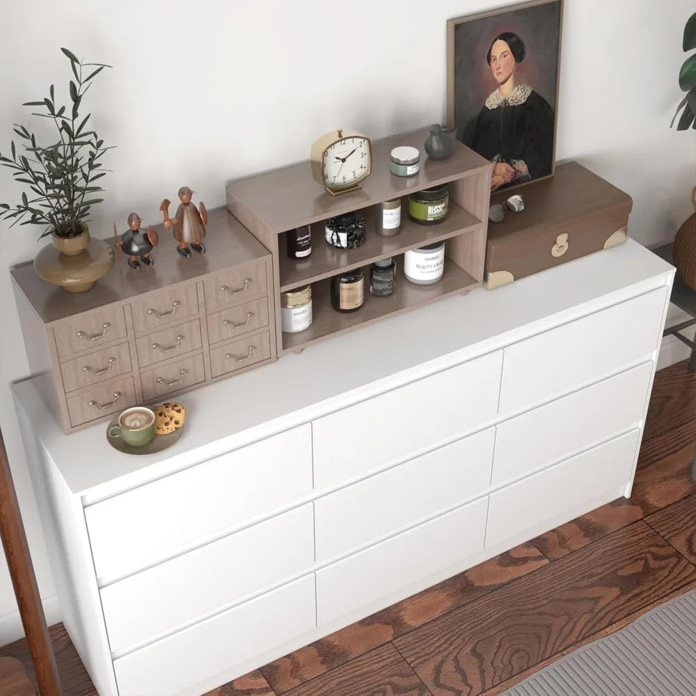 9 Drawer Dresser for Bedroom with Deep Drawers, Large Floor Wood Dressers & Chest of Drawers Handle Free,Dressers for Closet