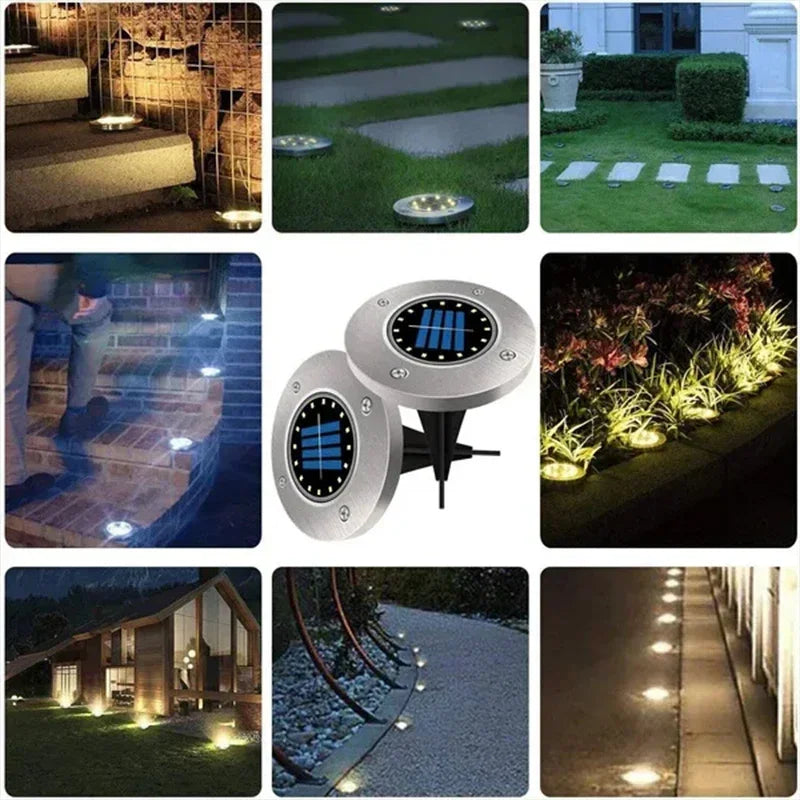 LED Solar Power Disk Light Outdoor Garden