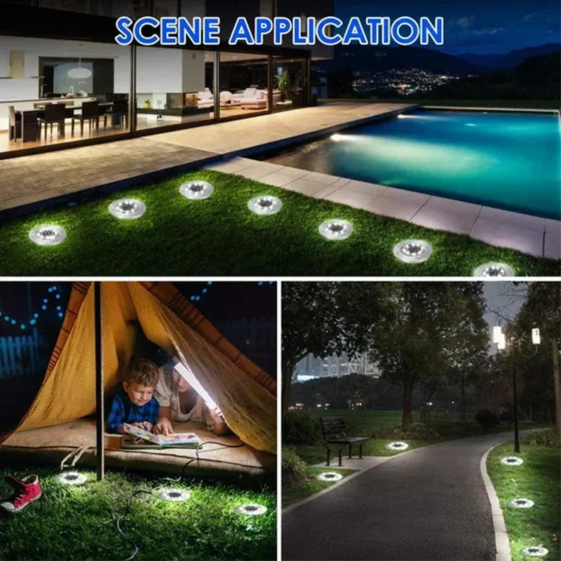 LED Solar Power Disk Light Outdoor Garden
