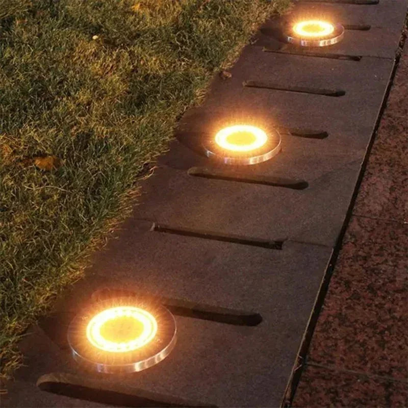 LED Solar Power Disk Light Outdoor Garden