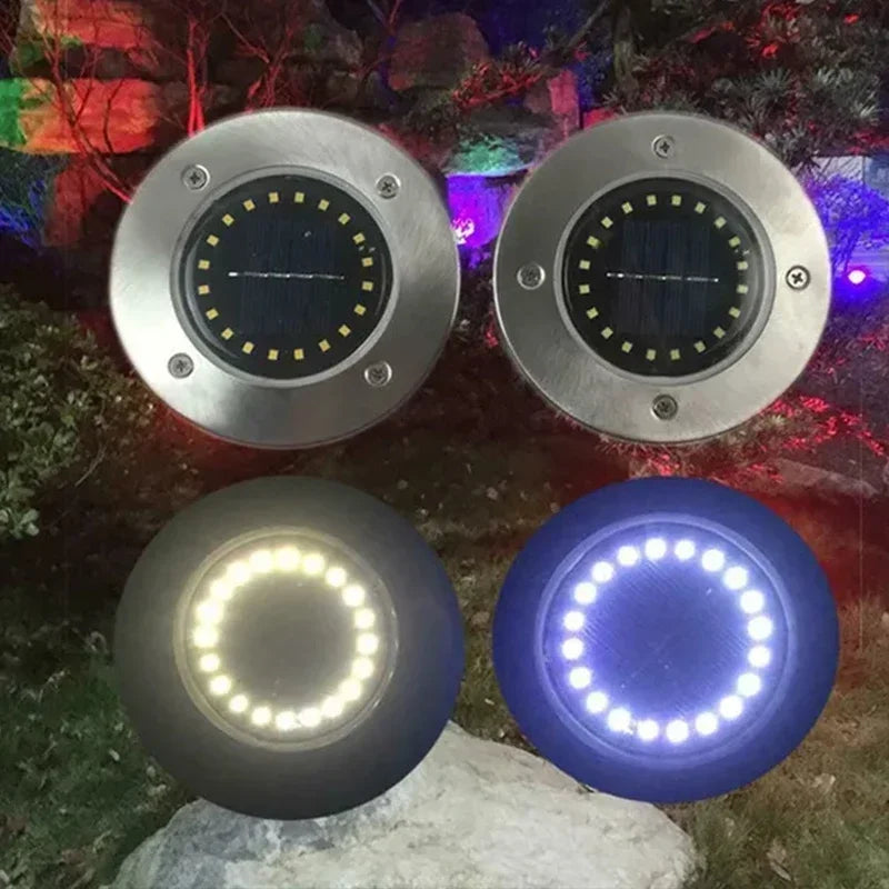 LED Solar Power Disk Light Outdoor Garden