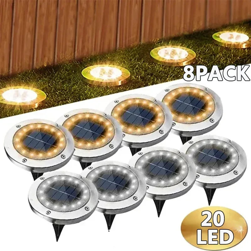 LED Solar Power Disk Light Outdoor Garden