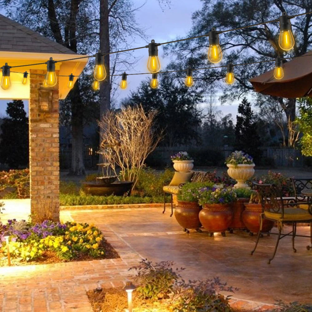 Solar String Lights Outdoor Waterproof Retro Hanging Fairy Garlands