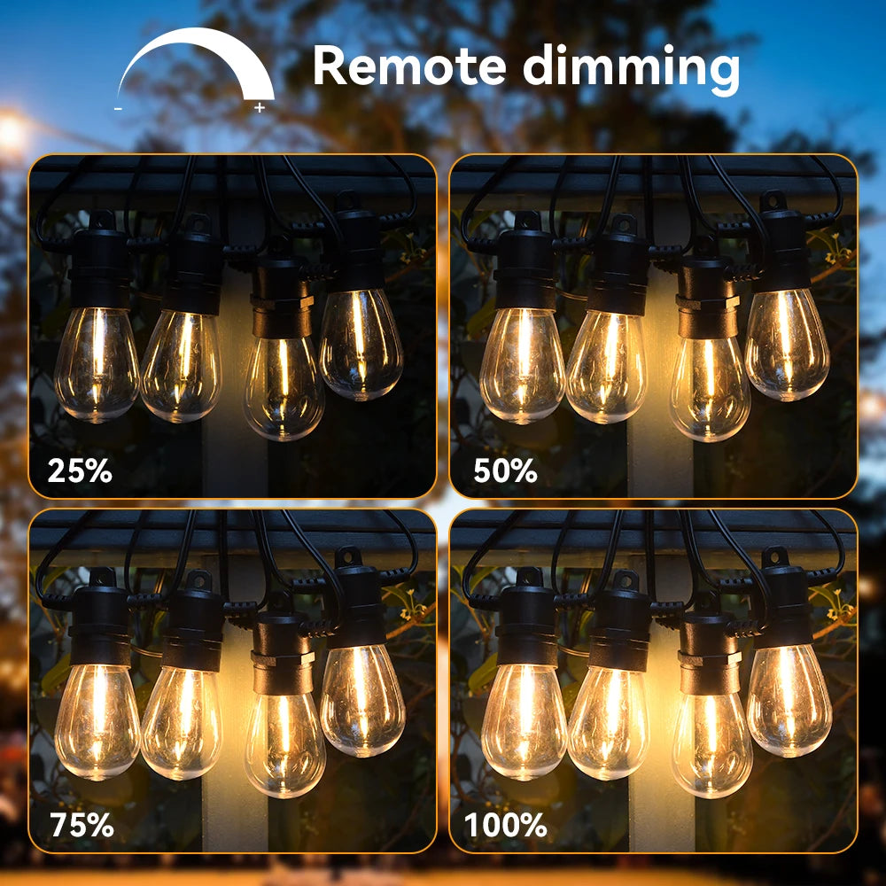 Solar String Lights Outdoor Waterproof Retro Hanging Fairy Garlands