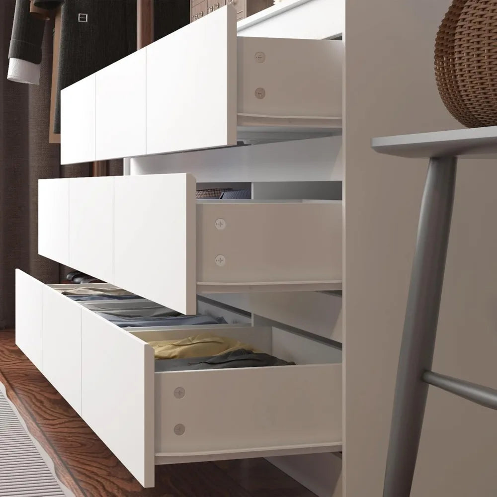 9 Drawer Dresser for Bedroom with Deep Drawers, Large Floor Wood Dressers & Chest of Drawers Handle Free,Dressers for Closet
