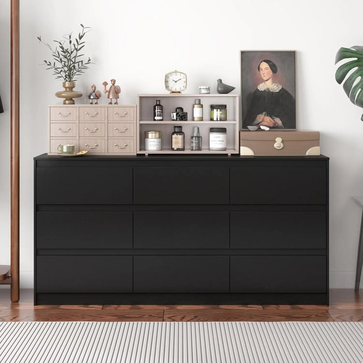 9 Drawer Dresser for Bedroom with Deep Drawers, Large Floor Wood Dressers & Chest of Drawers Handle Free,Dressers for Closet