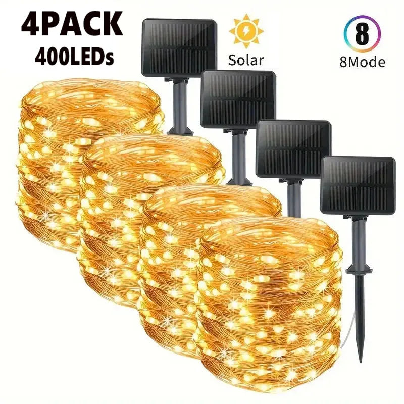 Pack of 4 Solar Fairy Lights Outdoor